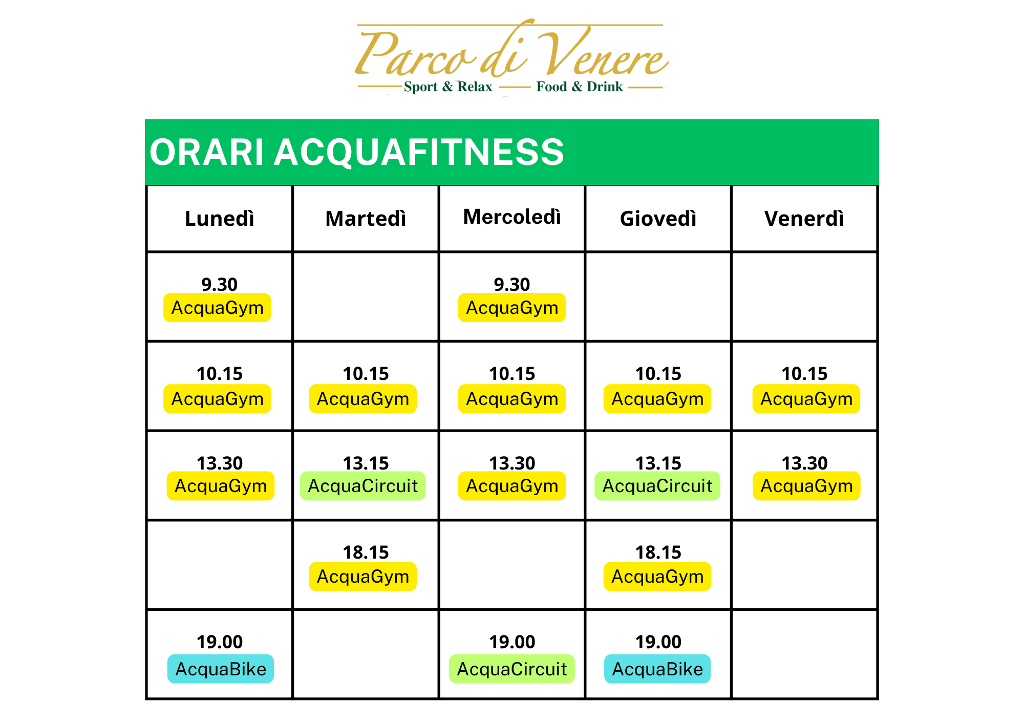 Orari AcquaGym 2